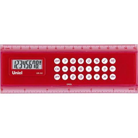 Калькулятор-линейка UNIEL UK-52R 8-разр красный