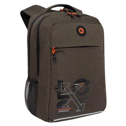 Рюкзак школьный Grizzly RB-456-5  /3 хаки-оранжевый