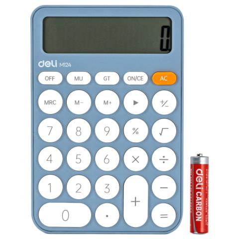Калькулятор настольный Deli EM124BLUE 12 разр. 105x158x28мм синий 