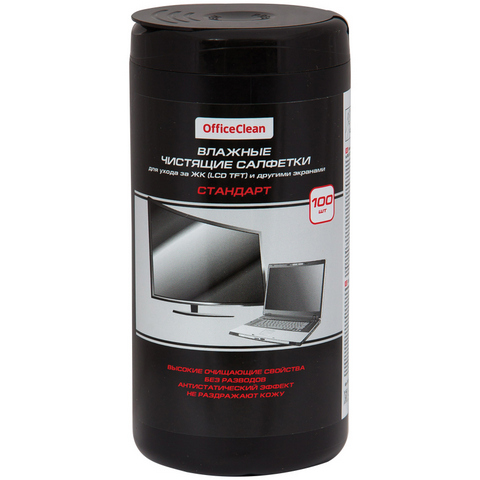 Салфетки для очистки экрана OfficeClean 100 шт. 262495