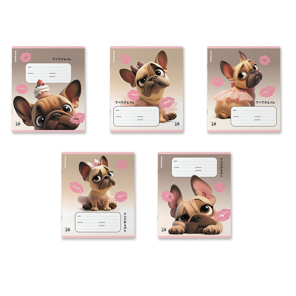 Тетрадь 18 л. (клетка) ErichKrause Frenchie 64834