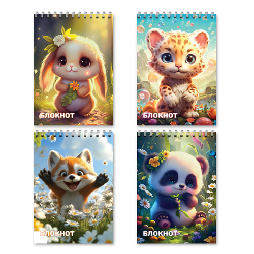 Блокнот А7 40 л. (спираль) Зверята М-17189