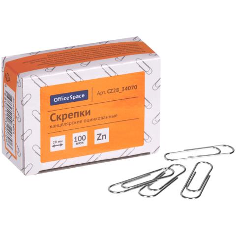 Скрепки 28 мм 100 шт OfficeSpace оцинков. CZ28_34070 Скрепки 28 мм 100 шт OfficeSpace оцинков. CZ28_34070