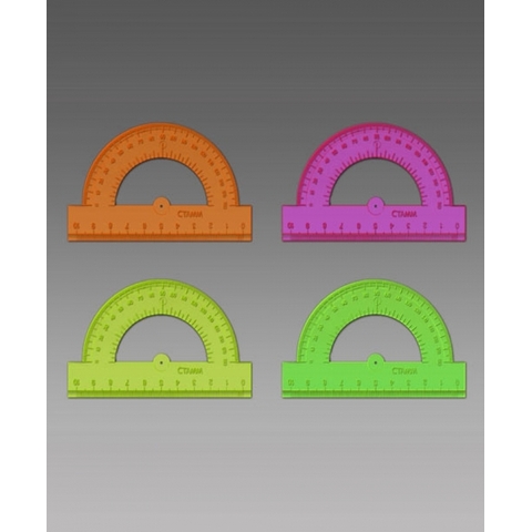 Транспортир 10 см. 180° СТАММ флюо прозр. ТР21/11