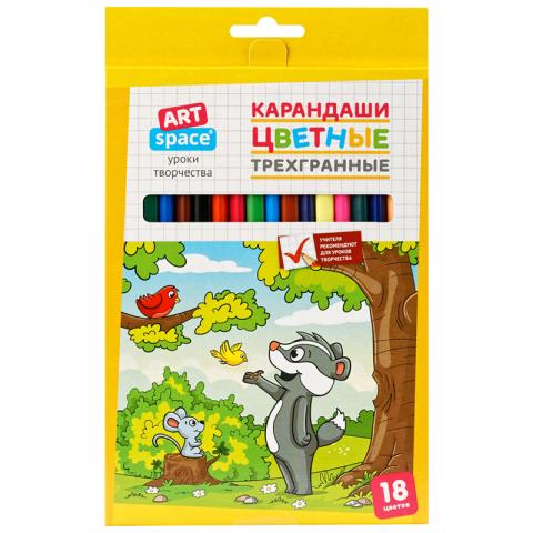Карандаши цв. 18 цв. ArtSpace Лесные жители 41026 трехгран.
