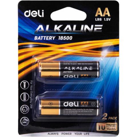 Батарейка LR06 (АА) Deli алкалин (2 шт) E18500 Батарейка LR06 (АА) Deli алкалин (2 шт) E18500