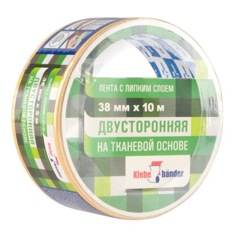 Скотч двусторонний 38 мм х10 м тканев. Klebebander KPV310T
