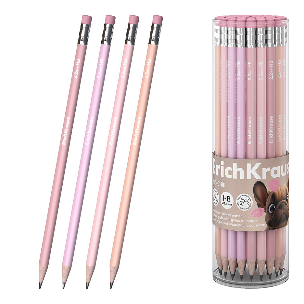 Карандаш ч/гр. ErichKrause Frenchie трехгран. с ластиком 65334