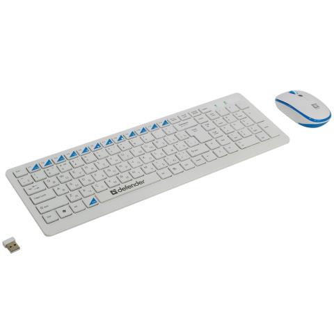 Комплект беспроводной клавиатуры и мышки Defender Skyline 895 белый 45895