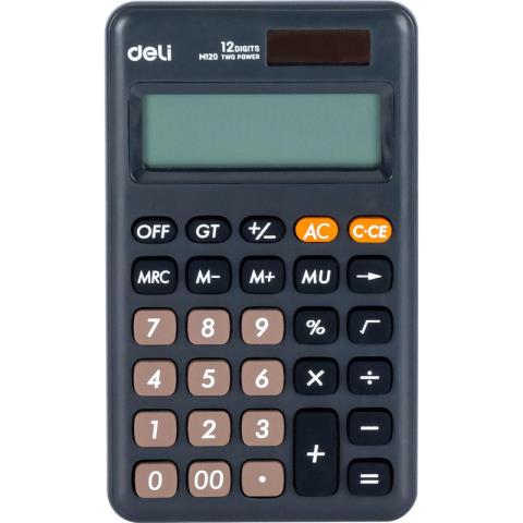 Калькулятор карман. Deli EM120BLACK 12 разр. черный