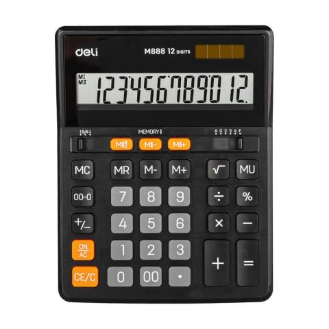 Калькулятор настольный Deli EM888 205*155 12 разр. черный 
