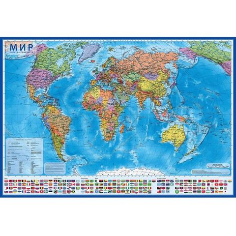 Карта мира Политическая 1:28 млн. лам. КН045 118х80 интерактивная