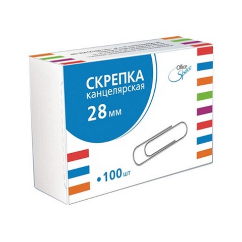 Скрепки 28 мм 100 шт С28_162153 Скрепки 28 мм 100 шт С28_162153