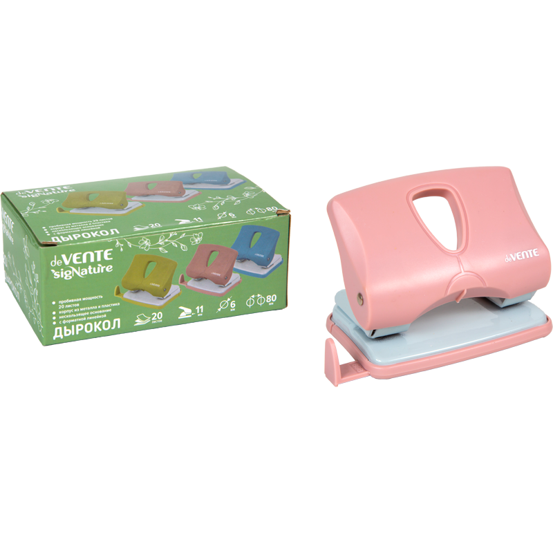 Дырокол 20 л. deVENTE.sigNATURE пудрово-розовый 4020513