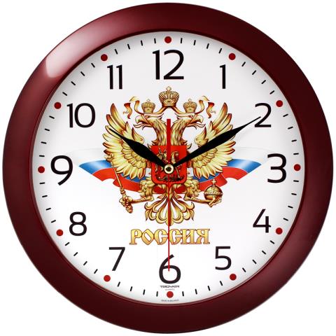 Часы настенные Troyka круглые 11131176 рамка бордовая