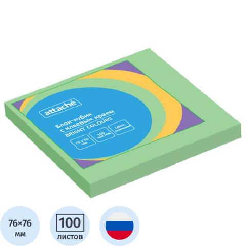 Стикеры 76х76 мм 100 л. Attache салатовый 1495408 Стикеры 76х76 мм 100 л. Attache салатовый 1495408