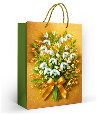 10000881 Пакет подарочный Букет подснежников 22*31