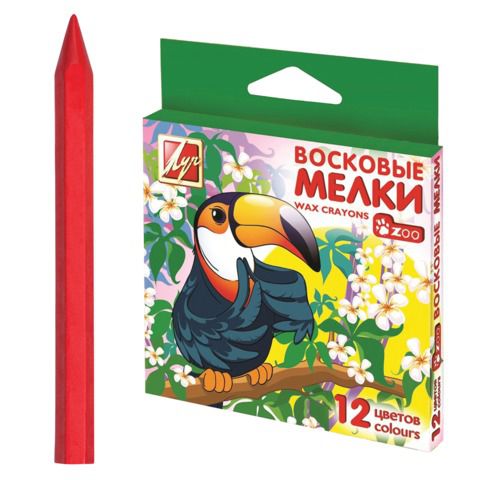 Карандаши восковые 12 цв. ZOO 12С 865-08