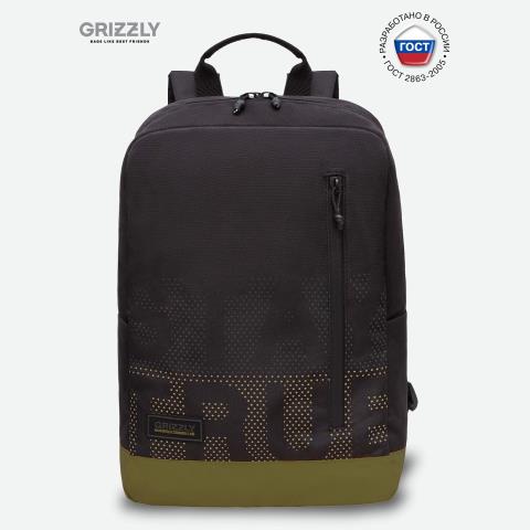 Рюкзак Grizzly RQL-313-3  /2 черный-хаки