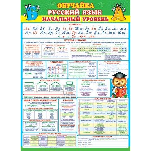 Плакат 0-02-511А Обучайка Русский язык Начальный уровень