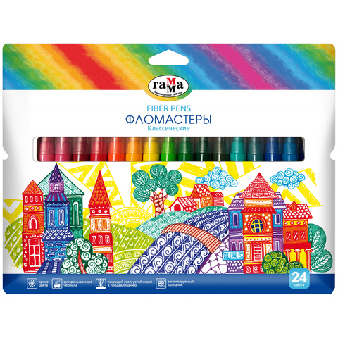 Фломастер 24 цв. Гамма Классические 180319_13 Фломастер 24 цв. Гамма Классические 180319_13