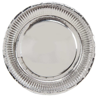 Тарелка фольгир. серебряная 23см 6шт 1502-3779
