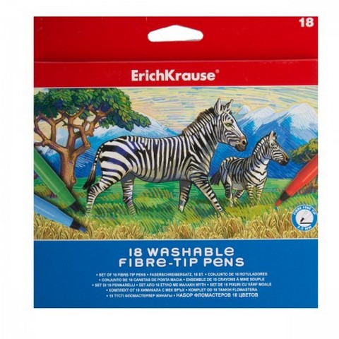 Фломастер 18 цв. Erich Krause Jolly Friends Super Washable 61832