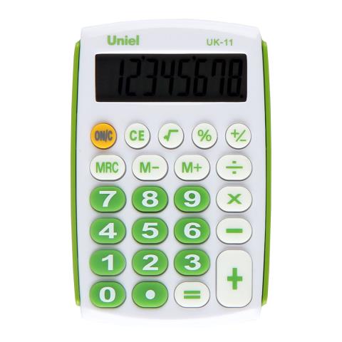 Калькулятор карман. UNIEL UK-11G 8 разр. зеленый