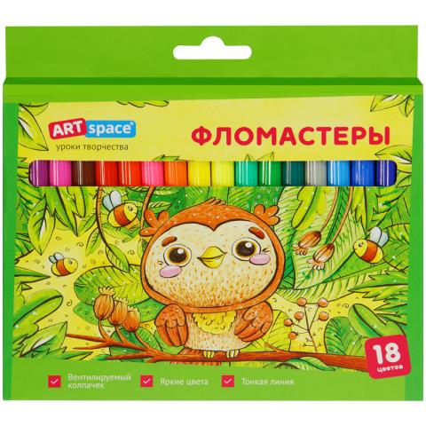Фломастер 18 цв. ArtSpace Милые зверушки 26926 Фломастер 18 цв. ArtSpace Милые зверушки 26926
