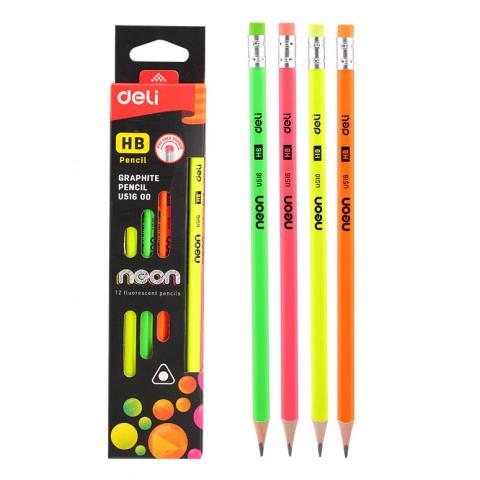 Карандаш ч/гр. Deli EU51600 НВ Neon трехгран. ластик Карандаш ч/гр. Deli EU51600 НВ Neon трехгран. ластик