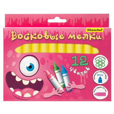 Карандаши восковые 12 цв. Silwerhof Монстрики толст. 1868745