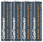 Батарейка R03 (ААА) GoPower Shrink 4 1.5V солевые 4 шт термоусадочн.пленка 