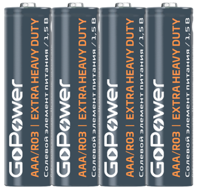 Батарейка R03 (ААА) GoPower Shrink 4 1.5V солевые 4 шт термоусадочн.пленка 