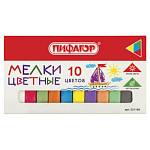 Мел цветной 10 цв. квадратный Пифагор 221168