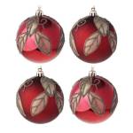 Набор шаров 4 шт. 23-20 красный с золотом пластик 8 см 373-381