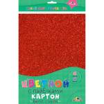 Картон цветной с пайетками А4 4 л. 4цв. Апплика Битое стекло С3826-02