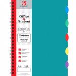 Тетрадь А4 120 л. К-Э 5 цв. пласт. разд. ТПР412013 Бирюзовая