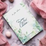 PR33 Приглашение на свадьбу День нашей свадьбы (зеленые листья)