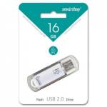 Флэш накопитель Smartbuy 16 Gb 2.0 V-Cut серебристый