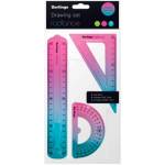 Набор чертежный средний Berlingo Radiance 3 предм. гибкий, розовый/голубой RS_10220