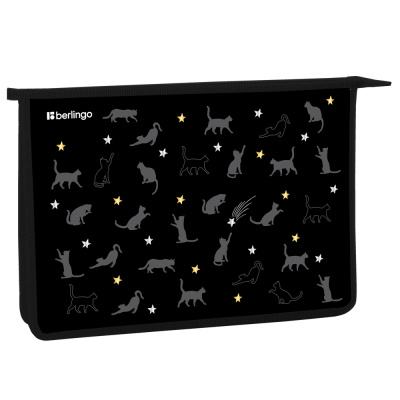 Папка д/тетрадей А4 1 отд. Berlingo MEOW Galaxy пластик, на молнии PP04-EX-1235 