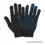 Перчатки х/б 7 класс с точечным ПВХ 5ти нитка черные 48-50гр Стандарт 4.7