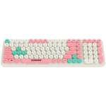 Клавиатура беспроводная бесшумная USB, 105 клавиш, SONNEN K303PM, айвори / розовая / мятная
