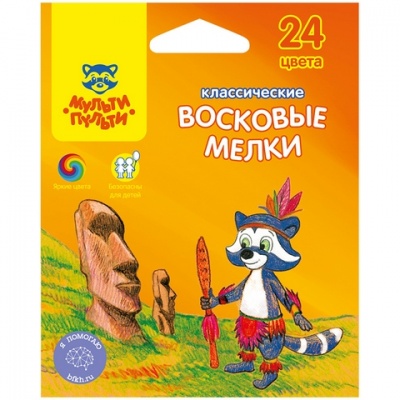 Карандаши восковые 24 цв. Мульти-Пульти Енот на острове Пасхи 10473