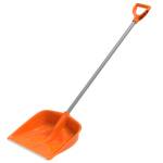Лопата снеговая Высокой прочности 420*420мм оранж. пластик с кромкой с черенком