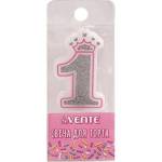 Свеча-цифра deVENTE 9060901 Розовая принцесса "1"