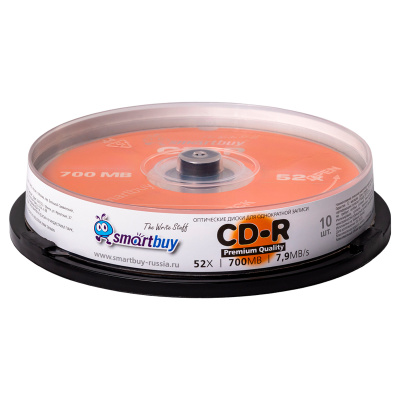 Диск CD-R Smart buy 700Mb 52x Cake Box УПАКОВКА 10 шт SBCD-R10