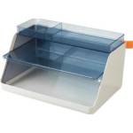 Лоток горизонтальный 2-х секц. Deli XDM34grey с 2 разделит. серый/прозрачн.