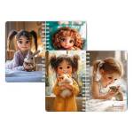 Записная книжка А6 80 л. (спираль) Девочки и зверята С1226-65 перевертыш