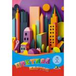 Картон цветной А4 16 л. 8 цв. Апплика Цветной город немел. в папке С2421-23